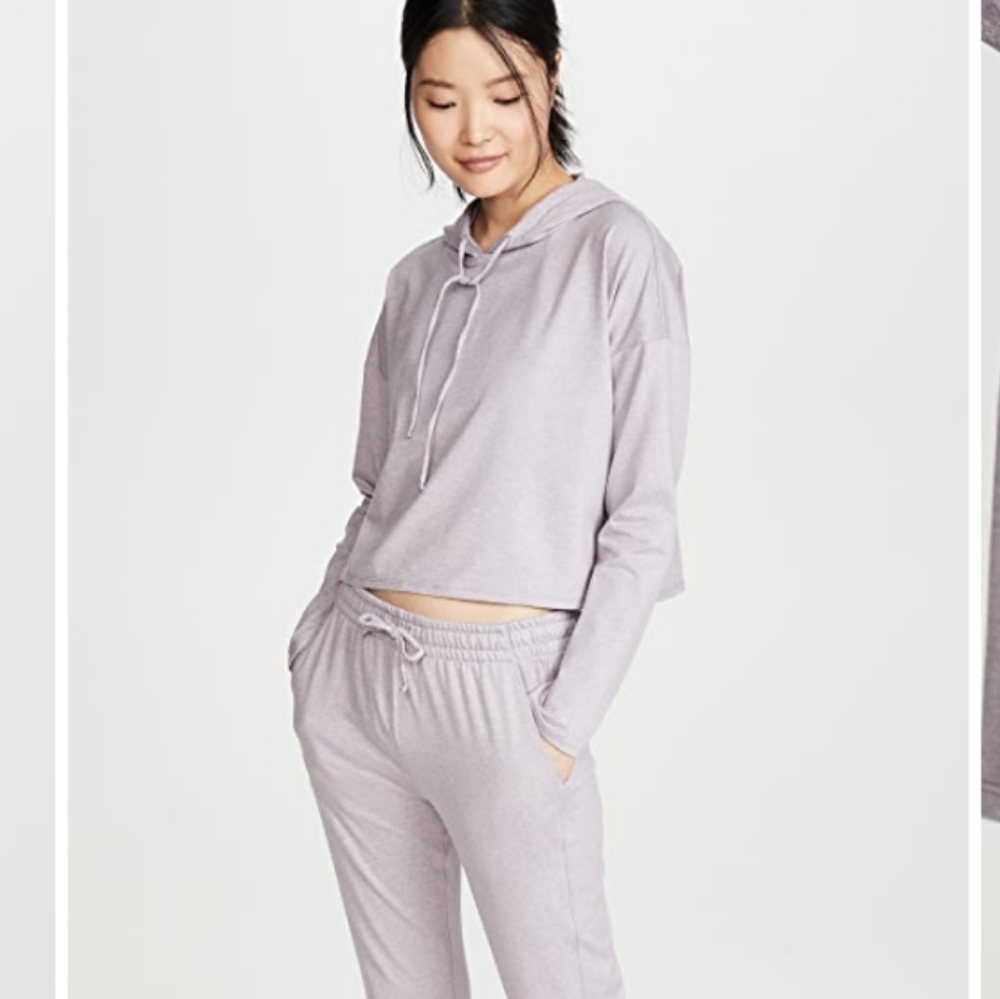 We Over Me The Zen Cropped Stretch-Jersey Hoodie In Lavender Women's Size Small